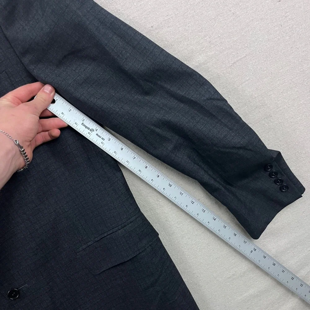 Canali Blazer Mens 42R Charcoal Grey Textured Crosshatch Two Button‎ Sport Coat